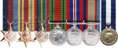 1939-45 STAR + AFRICA STAR + PACIFIC STAR + DEFENCE MEDAL + WAR MEDAL + AUSTRALIAN SERVICE MEDAL + GREEK MEDAL MINIATURE COURT MOUNTED SET